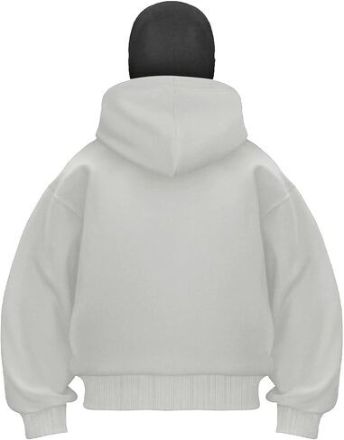 EUDOLAH Balaclava Jacket Zip Up Fashion Double Layer Hoodie Hip Hop Outerwear Jacket Y2K Clothing for Men and Women in Saudi Arabia