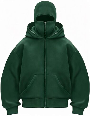 EUDOLAH Balaclava Jacket Zip Up Fashion Double Layer Hoodie Hip Hop Outerwear Jacket Y2K Clothing for Men and Women in Saudi Arabia