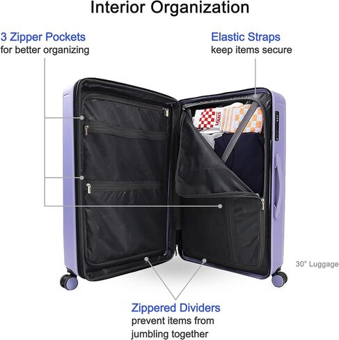 JWORLD NEW YORK Luggage Spinner Wheels. Expandable Hard-Side Suitcases, Misty Purple, 3-Piece Set in Saudi Arabia