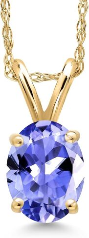 Gem Stone King 10K Yellow Gold 7X5MM Oval Gemstone Birthstone Solitaire Pendant Necklace | Gold Necklace for Women | 18 Inch Gold Chain in Saudi Arabia