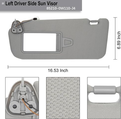 NHILES DRIVER SIDE SIDE SIDE SUN POSOR يناسب Hyundai Santa Fe 2006-2009 Sunshade مع الضوء 852100W110J4 اللون الرمادي in Kuwait