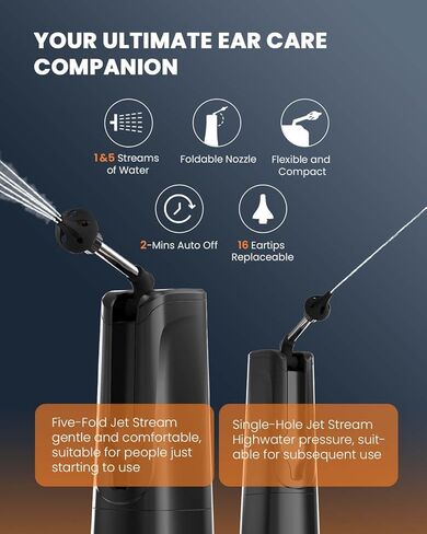 Ear Wax Removal Cleaning Kit - BANKKY Electric Ear Cleaner with 7 Pcs Ear Pick & 16 Replaceable Eartips and 3 Cleaning Modes, Water Powered Irrigation Kit for Adults & Kids, Safe & Effective in Saudi Arabia