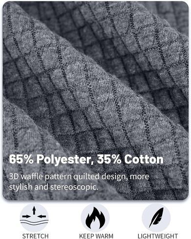 Men's Quilted Sweatshirt Casual Waffle Stand Collar Button Pullover Sweatshirts in Saudi Arabia