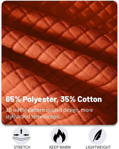 Men's Quilted Sweatshirt Casual Waffle Stand Collar Button Pullover Sweatshirts in Saudi Arabia