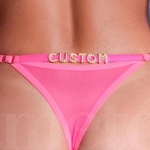ثونغات Ameto الشخصية - الاسم المخصص/Text Thongs - Rhinestone Thong - Valentines Gift بالنسبة له ، لها ، لها ، من أجلها in Kuwait