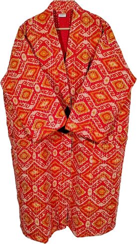 Ethnic Cotton Lightweight Open Front Mid-Length Hippie Ikat Print Women Outwear Kantha Jacket in Kuwait