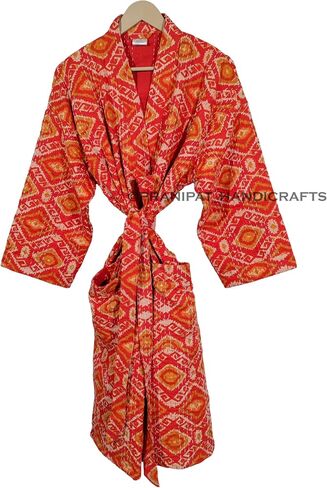Ethnic Cotton Lightweight Open Front Mid-Length Hippie Ikat Print Women Outwear Kantha Jacket in Kuwait