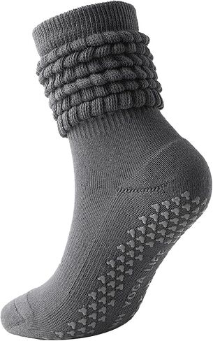 Pilates Socks with Grips Non-slip Slouch Socks with Grip Socks for Women Yoga, Barre, Dance, Fitness, Workouts in Saudi Arabia