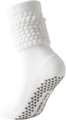 Pilates Socks with Grips Non-slip Slouch Socks with Grip Socks for Women Yoga, Barre, Dance, Fitness, Workouts in Saudi Arabia