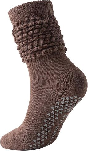 Pilates Socks with Grips Non-slip Slouch Socks with Grip Socks for Women Yoga, Barre, Dance, Fitness, Workouts in Saudi Arabia