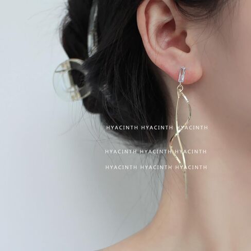 Clip on Earrings for Women Silver Sparkly Cubic Zirconia Long Tassel Dangle Drop Earrings Non Pierced Earrings for Women Jewelry Gifts Wedding Party in Saudi Arabia
