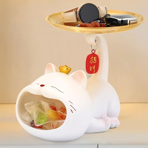 Lucky Cat Cal Candy Dish Bowl for Key Bowl لجدول المدخل ، تمثال Cat Decor Decor Mey Conder for Home Decor و Office Decor in Kuwait