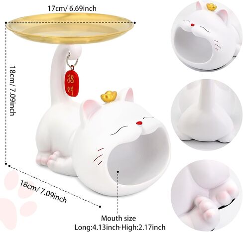 Lucky Cat Cal Candy Dish Bowl for Key Bowl لجدول المدخل ، تمثال Cat Decor Decor Mey Conder for Home Decor و Office Decor in Kuwait