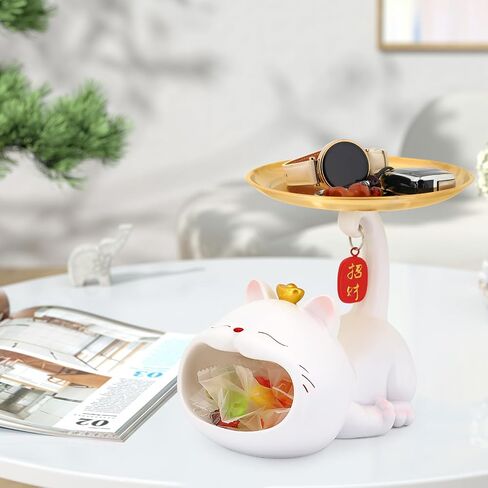 Lucky Cat Cal Candy Dish Bowl for Key Bowl لجدول المدخل ، تمثال Cat Decor Decor Mey Conder for Home Decor و Office Decor in Kuwait