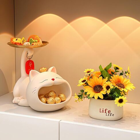 Lucky Cat Cal Candy Dish Bowl for Key Bowl لجدول المدخل ، تمثال Cat Decor Decor Mey Conder for Home Decor و Office Decor in Kuwait