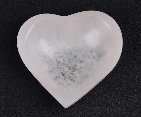 AMOYSTONE Natural Selenite Bowl Large Round Shaped Crystal Bowl 5.5" Selenite Charging Station Extra Large for Charging Cleansing Crystal Jewelry in Kuwait