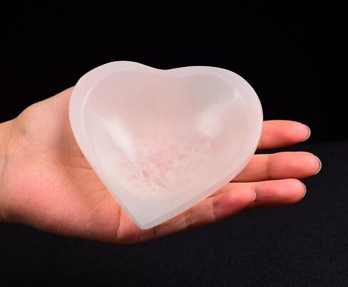 AMOYSTONE Natural Selenite Bowl Large Round Shaped Crystal Bowl 5.5" Selenite Charging Station Extra Large for Charging Cleansing Crystal Jewelry in Kuwait