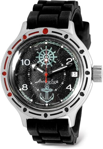 VOSTOK | ساعة غواص روسية ذاتية الالتفاف التلقائي للقبطان البرمائي | WR 200 م | أزياء | ساعات رجالية عادية | طراز 420526 in Kuwait