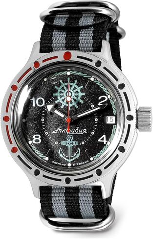 VOSTOK | ساعة غواص روسية ذاتية الالتفاف التلقائي للقبطان البرمائي | WR 200 م | أزياء | ساعات رجالية عادية | طراز 420526 in Kuwait