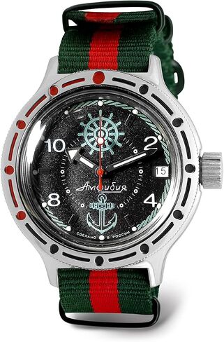 VOSTOK | ساعة غواص روسية ذاتية الالتفاف التلقائي للقبطان البرمائي | WR 200 م | أزياء | ساعات رجالية عادية | طراز 420526 in Kuwait