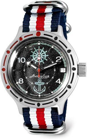 VOSTOK | ساعة غواص روسية ذاتية الالتفاف التلقائي للقبطان البرمائي | WR 200 م | أزياء | ساعات رجالية عادية | طراز 420526 in Kuwait