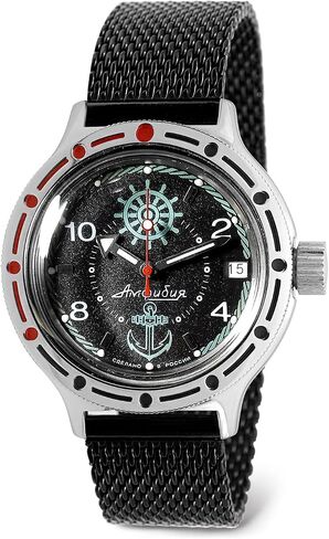VOSTOK | ساعة غواص روسية ذاتية الالتفاف التلقائي للقبطان البرمائي | WR 200 م | أزياء | ساعات رجالية عادية | طراز 420526 in Kuwait
