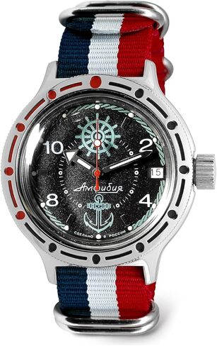 VOSTOK | ساعة غواص روسية ذاتية الالتفاف التلقائي للقبطان البرمائي | WR 200 م | أزياء | ساعات رجالية عادية | طراز 420526 in Kuwait