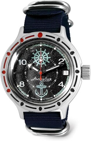 VOSTOK | ساعة غواص روسية ذاتية الالتفاف التلقائي للقبطان البرمائي | WR 200 م | أزياء | ساعات رجالية عادية | طراز 420526 in Kuwait