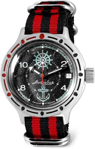 VOSTOK | ساعة غواص روسية ذاتية الالتفاف التلقائي للقبطان البرمائي | WR 200 م | أزياء | ساعات رجالية عادية | طراز 420526 in Kuwait