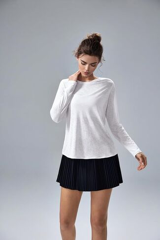 altiland Ultra-Light Sheer Slub Long Sleeve Workout Shirts for Women, Breathable Open Back Gym Athletic Yoga Tops in Saudi Arabia