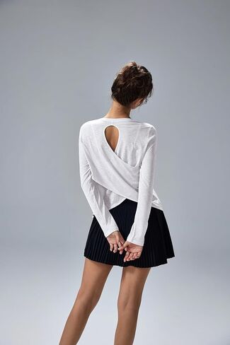 altiland Ultra-Light Sheer Slub Long Sleeve Workout Shirts for Women, Breathable Open Back Gym Athletic Yoga Tops in Saudi Arabia