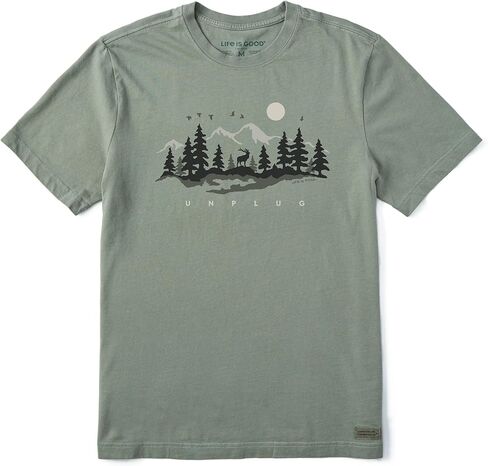 Life is Good Mens Crusher Crew Neck T-Shirt (Grand Canyon Line Drawing Short Sleeve - Darkest Blue, Large) in Saudi Arabia
