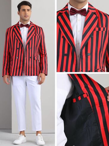 Lars Amadeus Striped Blazers for Men Peak Leaf Lapel Sports Coat Double Breadted Business Stack in Saudi Arabia