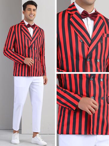 Lars Amadeus Striped Blazers for Men Peak Leaf Lapel Sports Coat Double Breadted Business Stack in Saudi Arabia