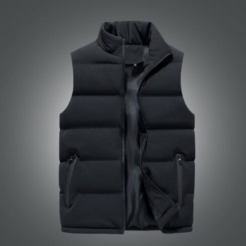 ZHUER Men's Winter Padded Puffer Vest Outdoor Stand Collar Sleeveless Jacket Warm Casual Work Travel Quilted Waistcoat Unisex in Kuwait