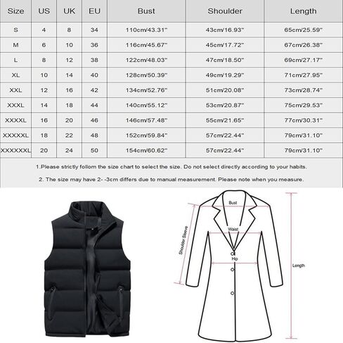 ZHUER Men's Winter Padded Puffer Vest Outdoor Stand Collar Sleeveless Jacket Warm Casual Work Travel Quilted Waistcoat Unisex in Kuwait