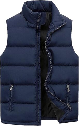 ZHUER Men's Winter Padded Puffer Vest Outdoor Stand Collar Sleeveless Jacket Warm Casual Work Travel Quilted Waistcoat Unisex in Kuwait