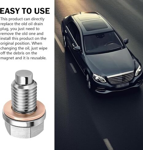 M14x1.5 Oil Drain Plug, Stainless Steel Oil Pan Drain Nut Bolt with 5PCS Copper Crush Washer, Universal for Car Motorcycle Boat (Silver) in Kuwait