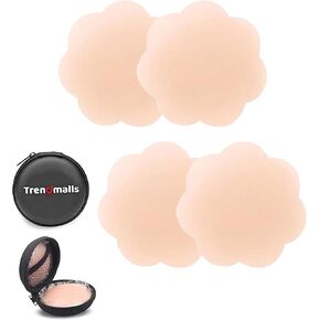 TRENDMALLS Nipple Cover - Sticky Adhesive Silicone Nipple Pasties - Reusable Pasty Nipple Covers for Women with Travel Box