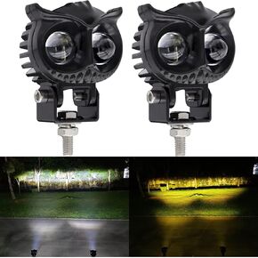 LED دراجة نارية LED أضواء الضباب الضباب مزدوجة اللون العنبر/أبيض 2pcs 2.6 بوصة الدراجات النارية أضواء جراب العمل