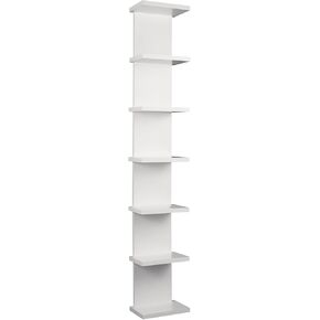 7 Tier Wall Shelf Unit - Lack Floating Shelf, Compact Display Float Shelves, Vertical Column Wall Decor Mount Floating Storage Organizer Tall Tower Shelves for Bedrooms, Living Rooms, White