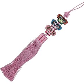 Three-Tier Butterfly Norigae - Traditional Korean Hanbok Tassel Charm - Long Decorative Accessory (Light Pink)