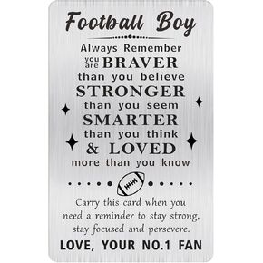 Alotozo Inspirational Soccer Gifts for Boys - Metal Wallet Card for Players/Grandson/Son - Soccer Birthday Gifts Age 8-10 - Motivational Soccer Stuff from No.1 Fan