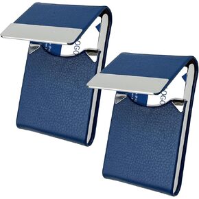 RFID Blocking Wallet,2 Pack Business Card Holder PU Leather Multi Card Case, Credit Card ID Case with Magnetic Shut - Blue