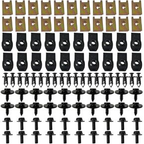 100PCS Automotive Screws and Bolts, Car Body Bolts for Engine Under Cover Splash Shield Guard, Fenders Liner Push Retainer Auto Bumper Clips, Plastic Rivet Fasteners U-Nuts Kit