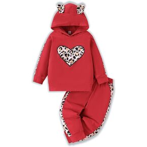 2PC Girls Clothes Girl letter and Floral print Hooded Set, letter print Top +Floral print Pants Set