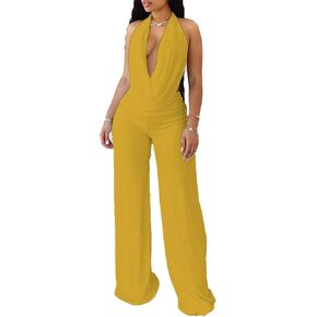 HuiSiFang Women Two Piece Summer Set Sexy Halter Strapless Tops Wide Leg Pants Sets Club Outfits