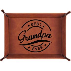 To My Dad Gifts,Leather Tray Engraved Personalized Gifts for Father Fathers Day Unique Dad Birthday Gifts from Daughter Son,Valet Tray Desktop Storage Organizer (Best ever dad)