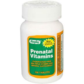 Rugby Prenatal Vitamins for Pregnant or Lactating Women Phosphorus Free Multiple Vitamin and Mineral Supplement - 100 Tablets (3 Pack)