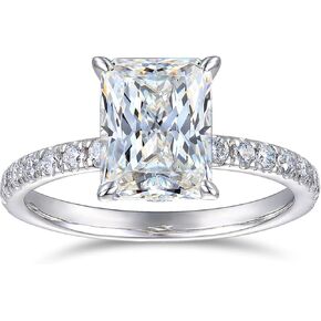 Moissanite Rings D Color 3 Carat Moissanite Radiant Cut Moissanite Engagement Ring for Women
